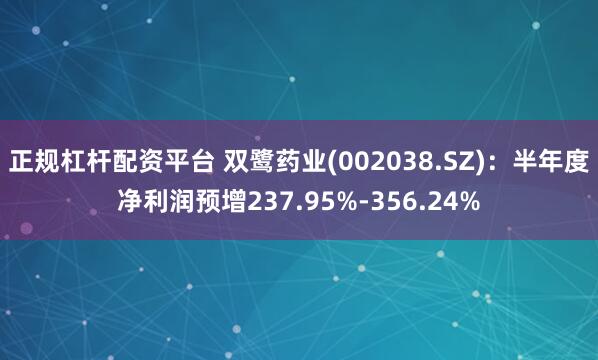 正规杠杆配资平台 双鹭药业(002038.SZ)：半年度净利润预增237.95%-356.24%