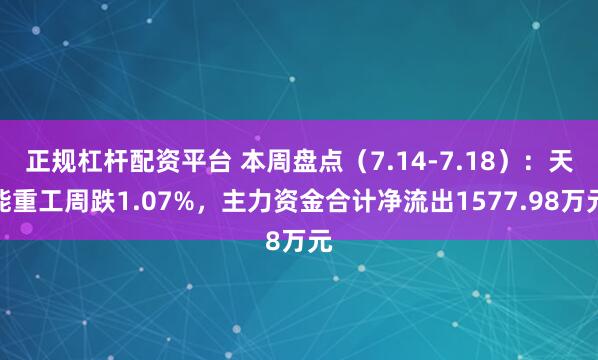 正规杠杆配资平台 本周盘点（7.14-7.18）：天能重工周跌1.07%，主力资金合计净流出1577.98万元